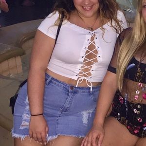 Off the shoulder lace up crop